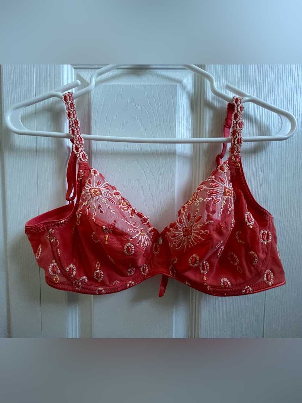 Chantelle Red Embroidered Underwire Bra